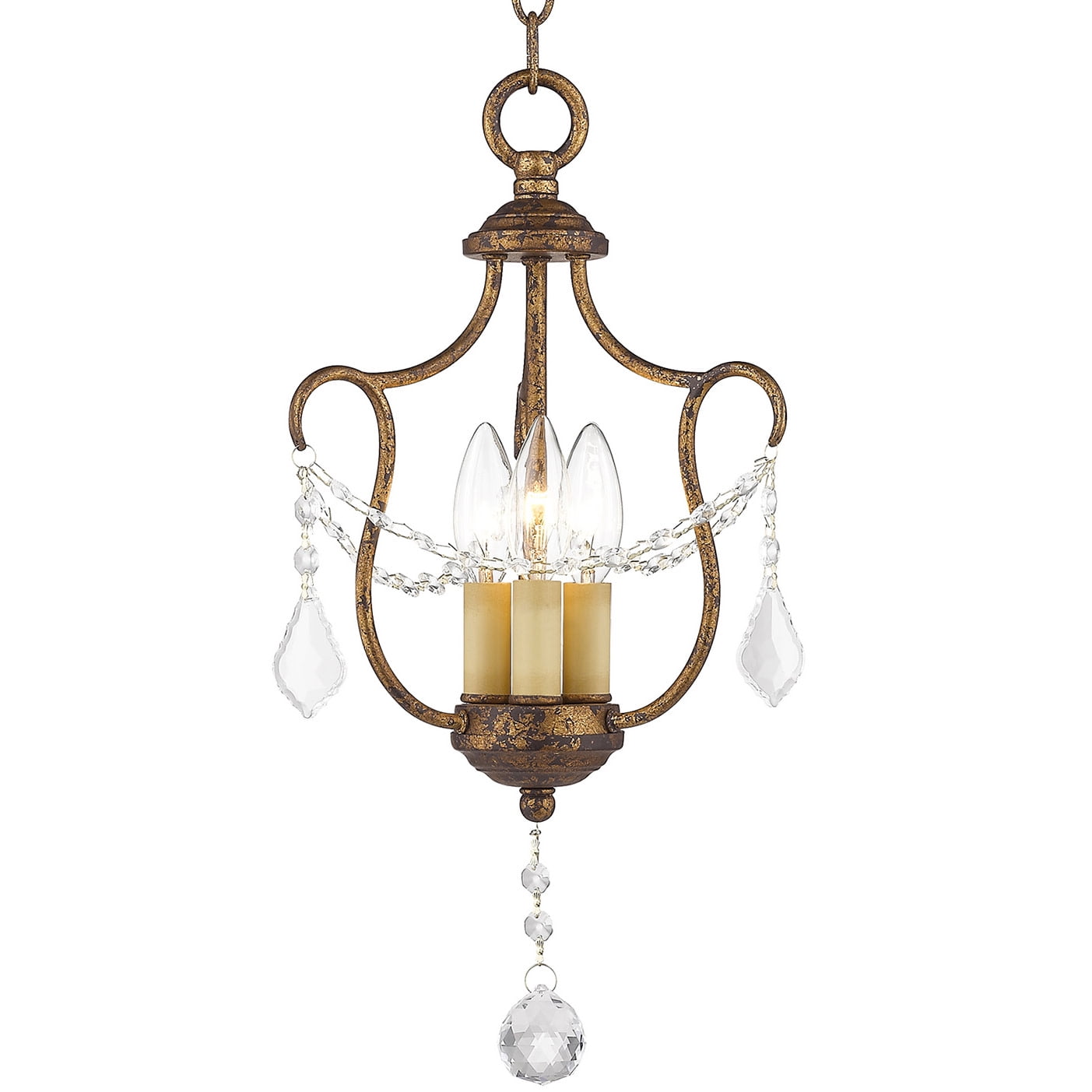 Chesterfield Hand Applied Venetian Golden Bronze Mini Pendant with Crystals