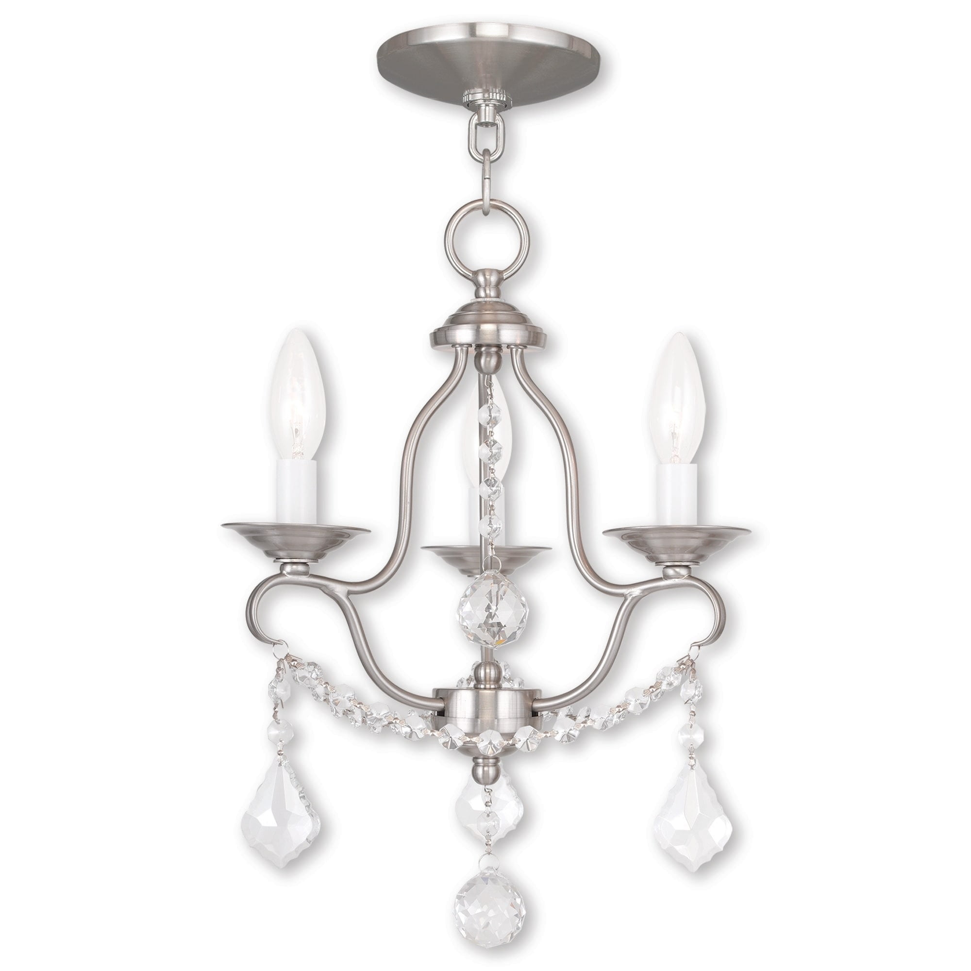 Elegant Brushed Nickel 3-Light Mini Chandelier with Crystal Accents