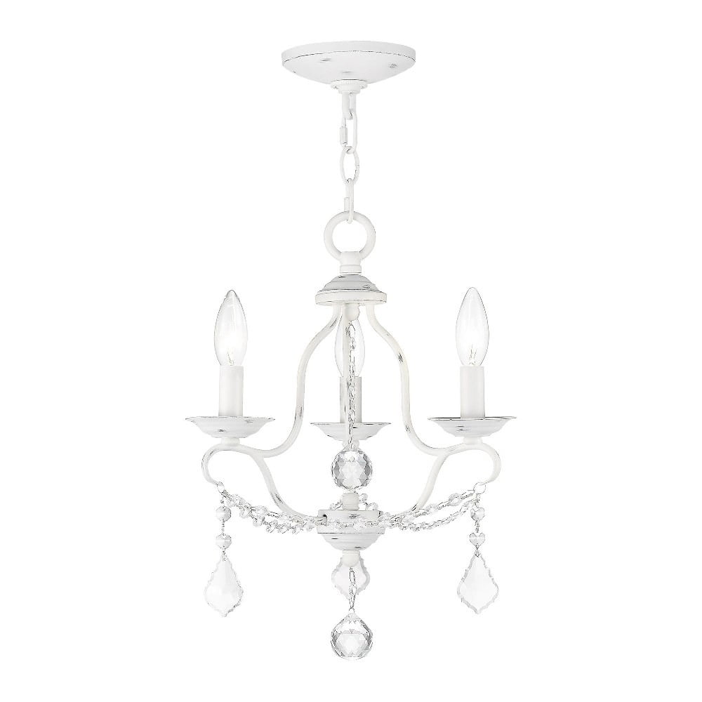 Antique White Mini 3-Light Candle Chandelier