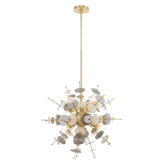 40074-12 Livex Lighting Circulo - 6 Light Pendant in Mid Century Modern Style - 24 Inches wide by 32 Inches high-Satin Brass Finish -Traditional