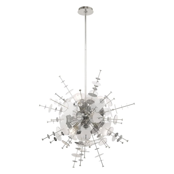 40076-05 Livex Lighting Circulo - 6 Light Pendant in Mid Century Modern Style - 30 Inches wide by 38 Inches high-Polished Chrome Finish