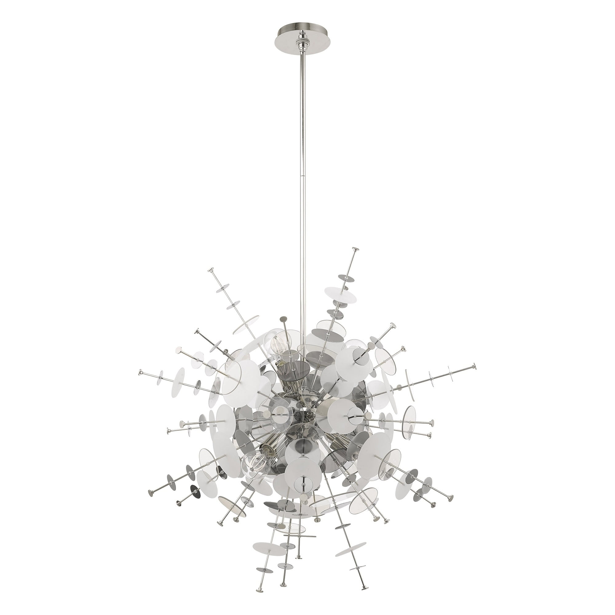 Polished Chrome 6-Light Globe Chandelier with Glass Discs
