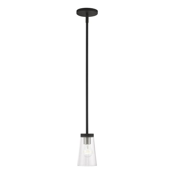 46717-04 Livex Lighting Cityview - 1 Light Mini Pendant In Contemporary Style-15 Inches Tall and 4.75 Inches Wide-Black/Brushed Nickel Finish