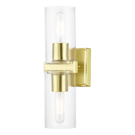 18032-12 Livex Lighting Clarion - 2 Light Bath Vanity In Contemporary Style-15 Inches Tall and 5 Inches Wide-Satin Brass Finish