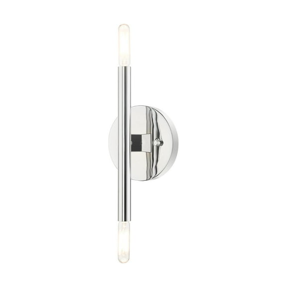 Livex Lighting Copenhagen 2-Light Mid-Century Metal Sconce in Polished Chrome