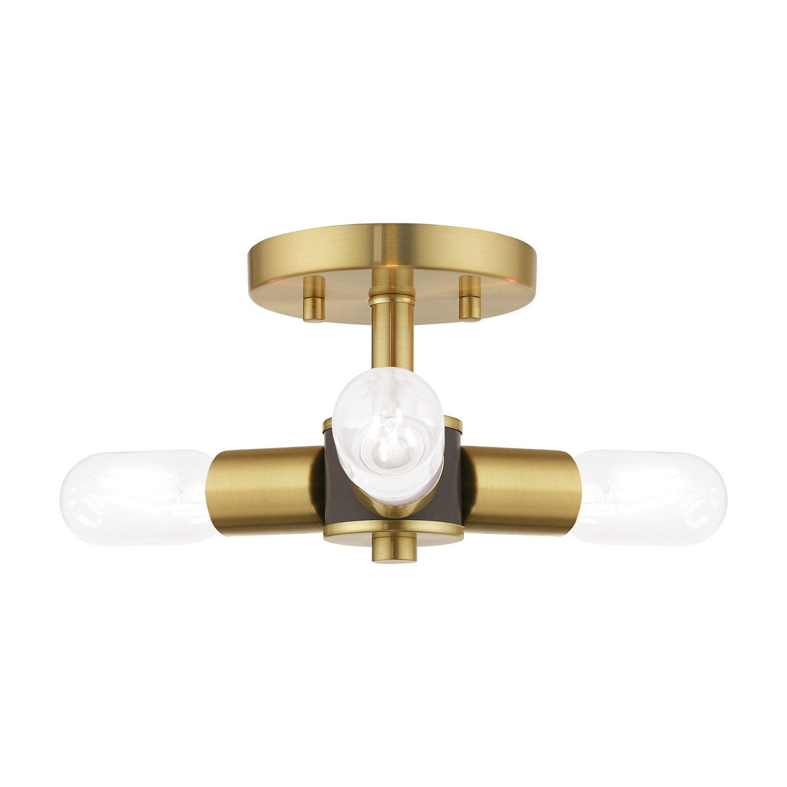 Copenhagen Satin Brass 13.5" Semi-Flush Mount Industrial Ceiling Light