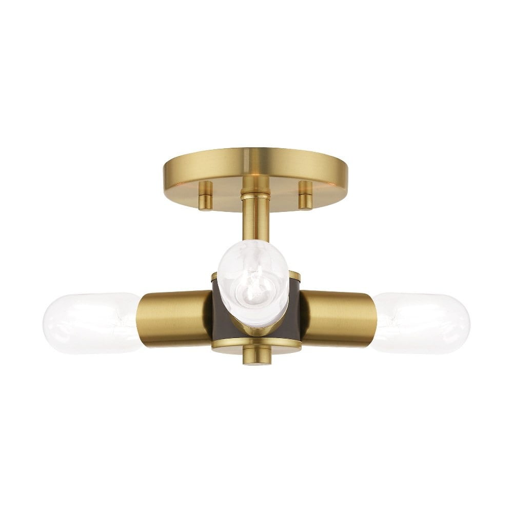 Copenhagen Satin Brass 13.5" Semi-Flush Mount Industrial Ceiling Light