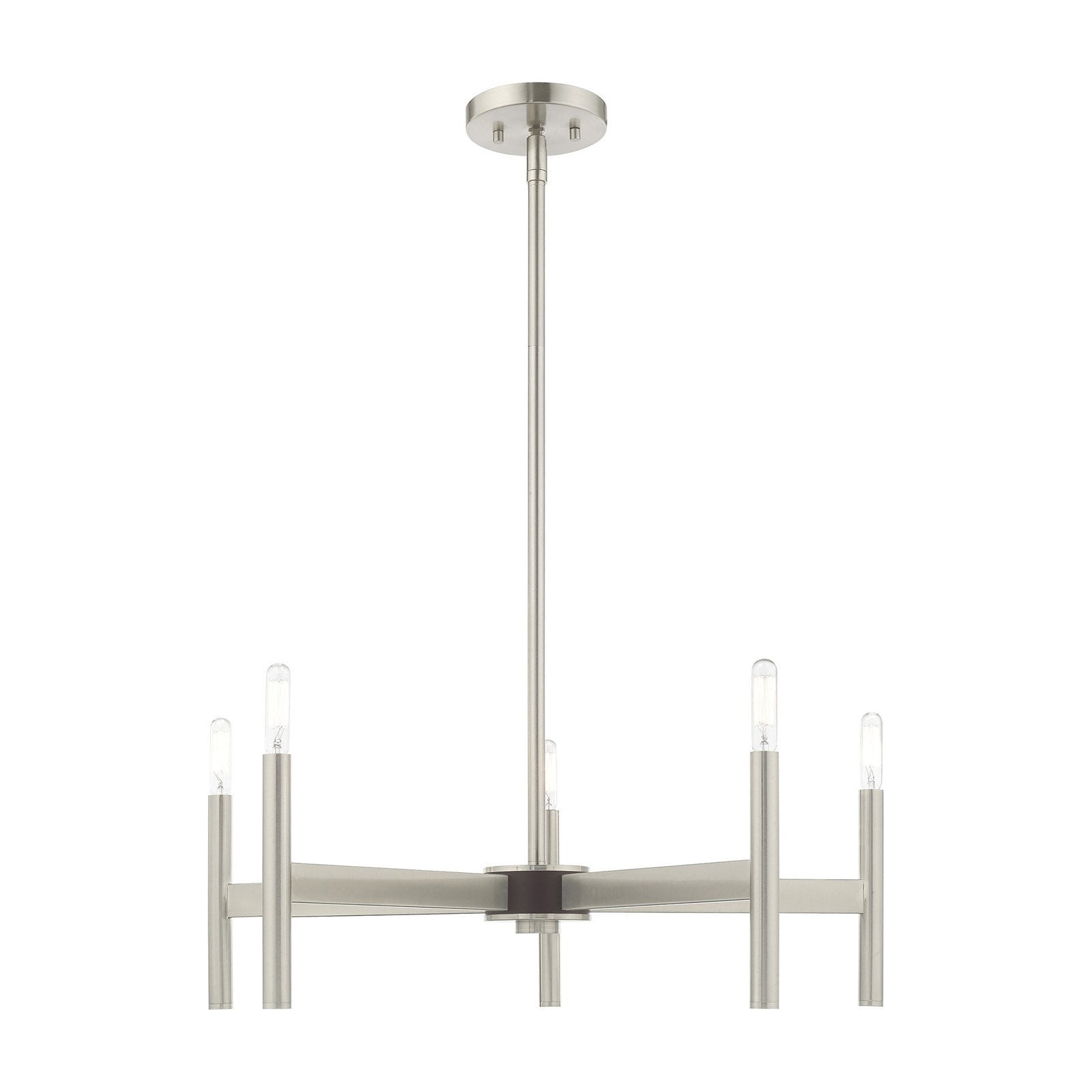 Copenhagen 25" Brushed Nickel 5-Light Chandelier with Exposed Bulb Sockets