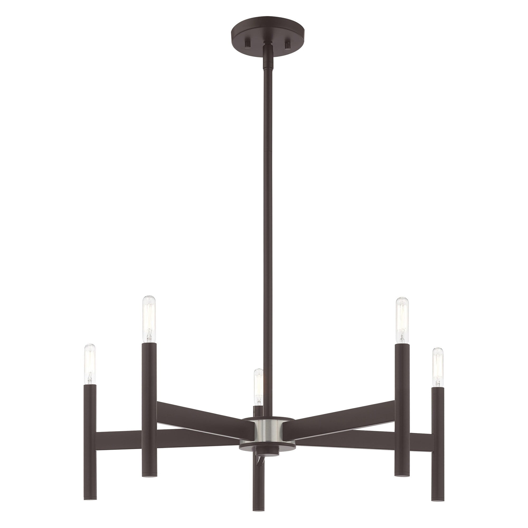 Bronze 5-Light Mid-Century Modern Chandelier
