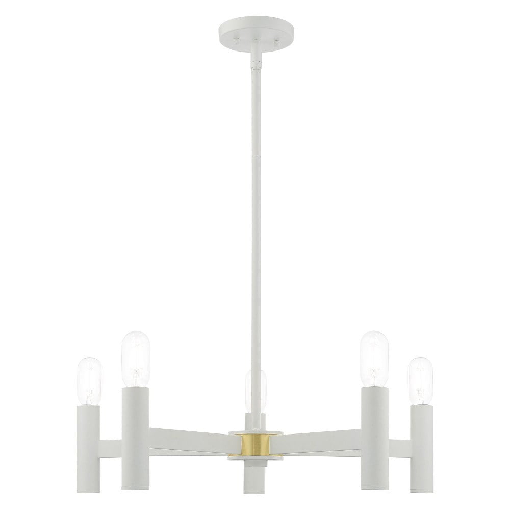 Copenhagen Mid-Century Modern 5-Light White Steel Chandelier