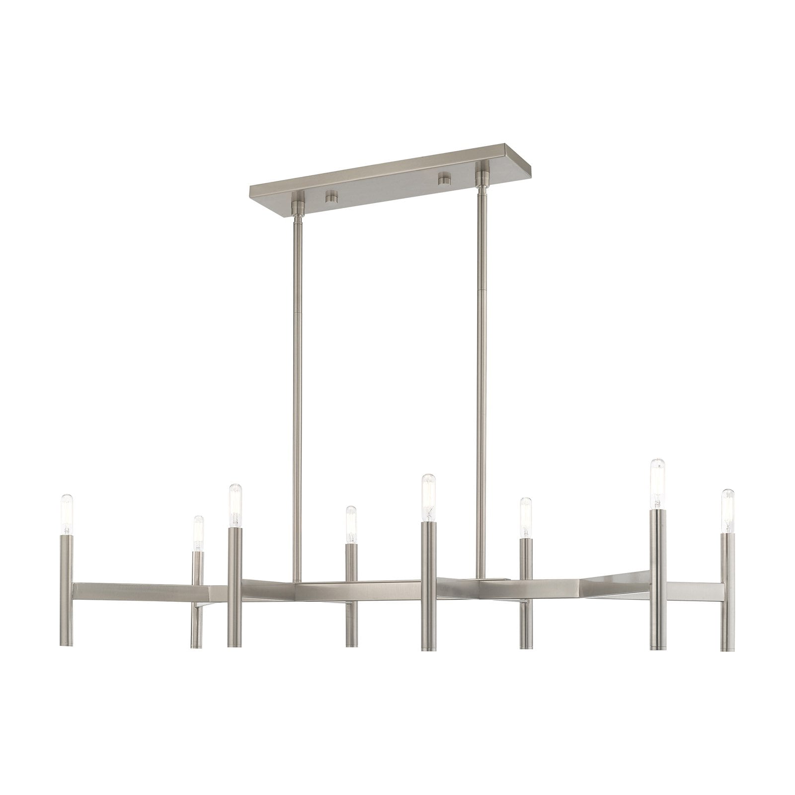 Copenhagen 8-Light Linear Chandelier in Brushed Nickel