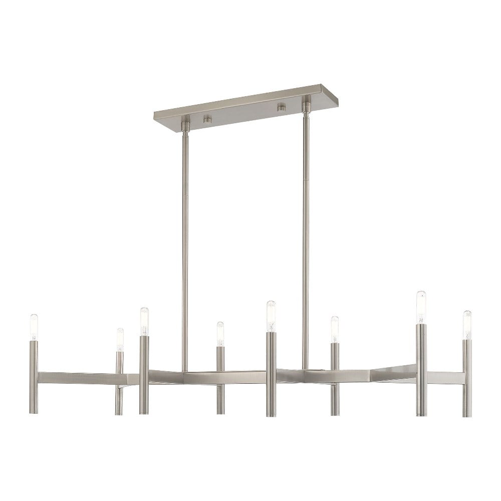 Copenhagen 8-Light Linear Chandelier in Brushed Nickel