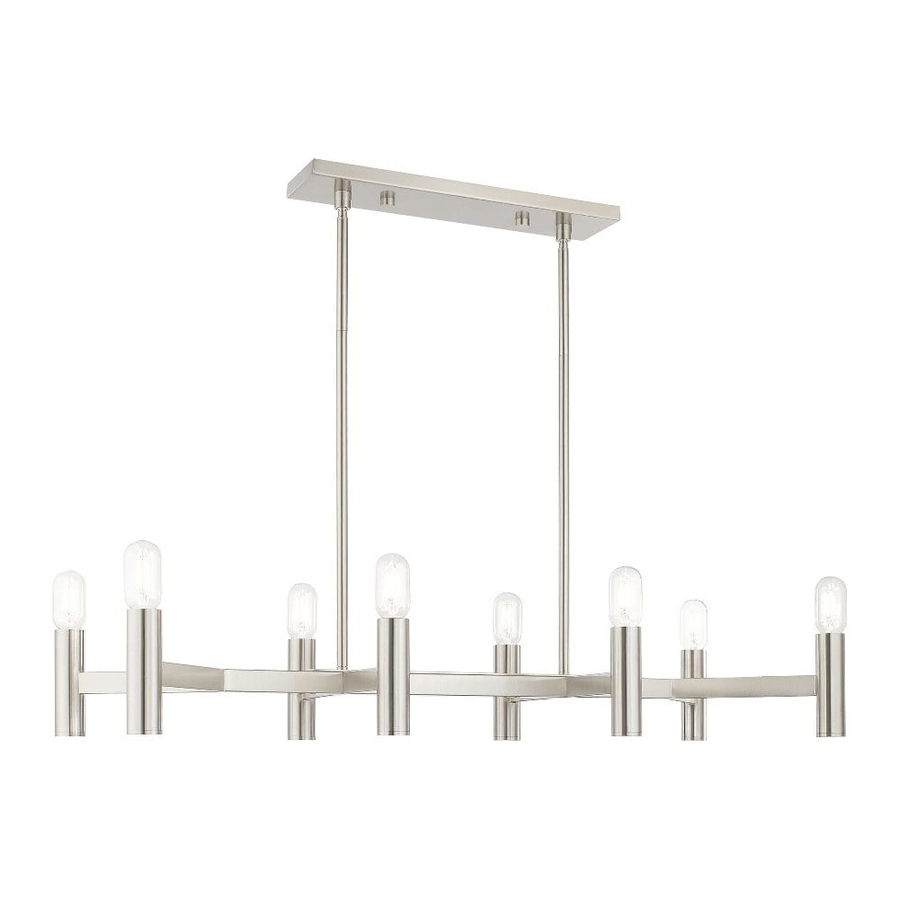 Copenhagen 8-Light Industrial Brushed Nickel Linear Chandelier