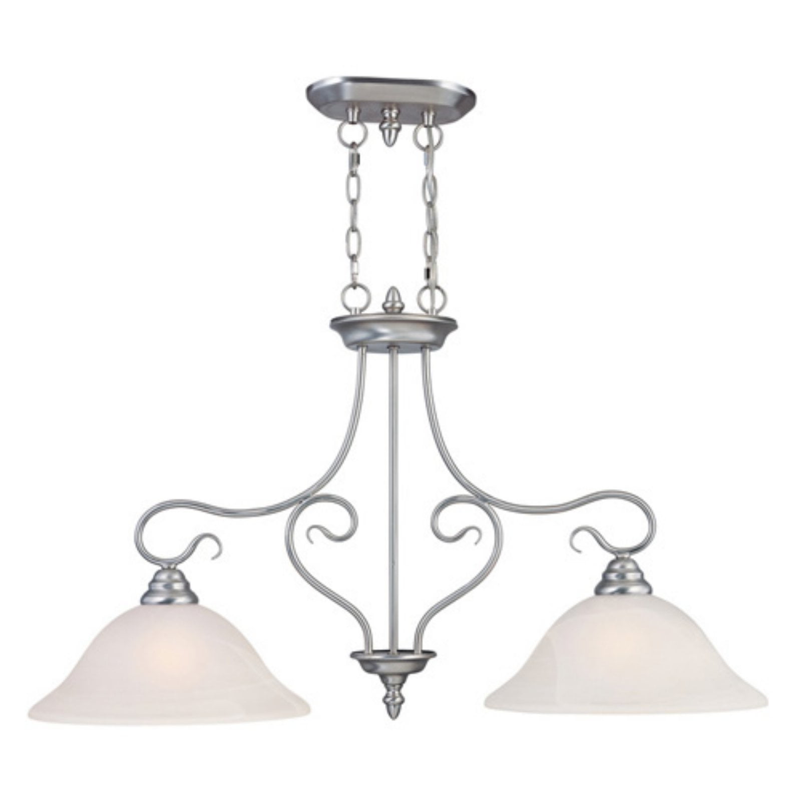 Elegant Brushed Nickel Island Light with White Alabaster Glass