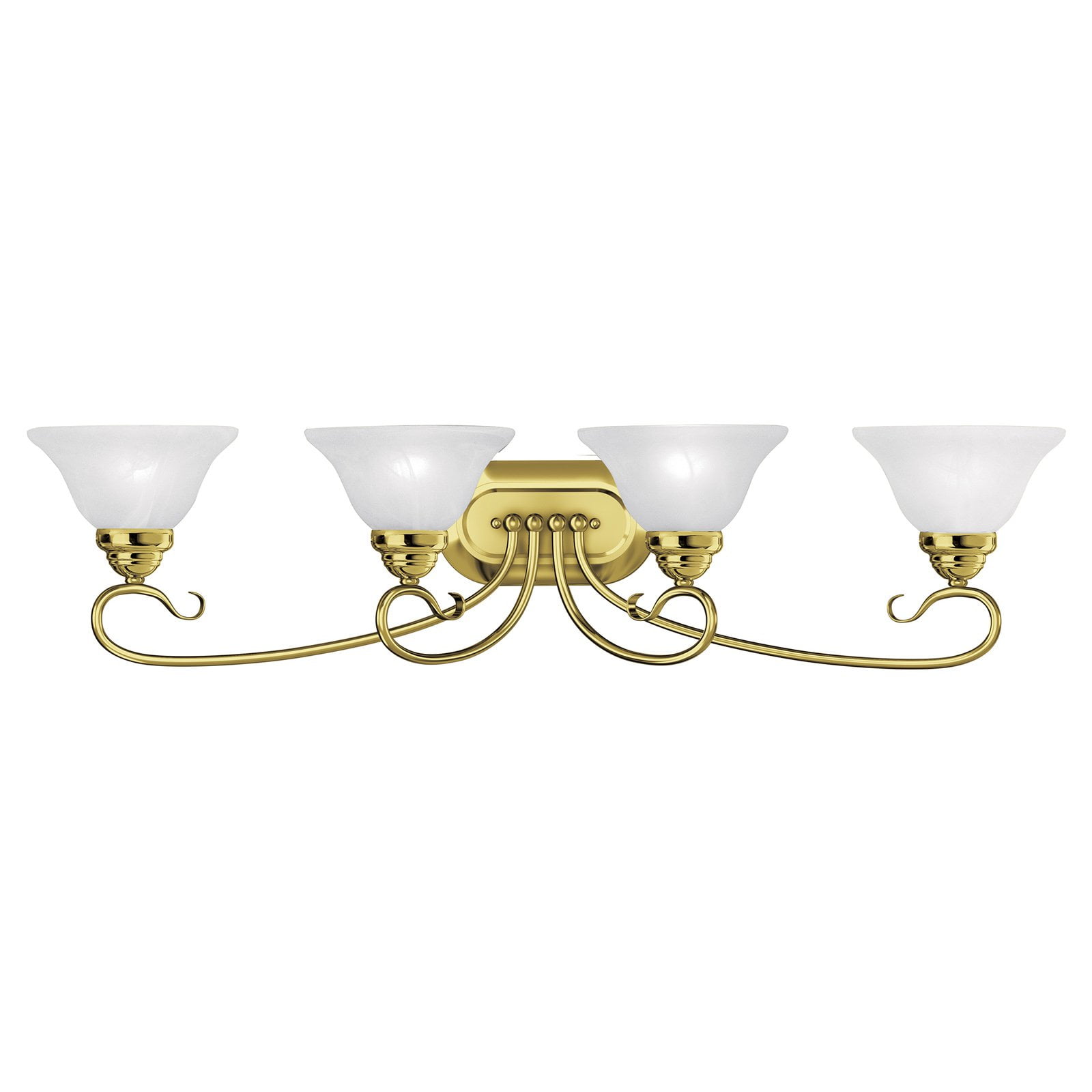 Elegant Coronado Polished Brass 4-Light Vanity with White Alabaster Glass