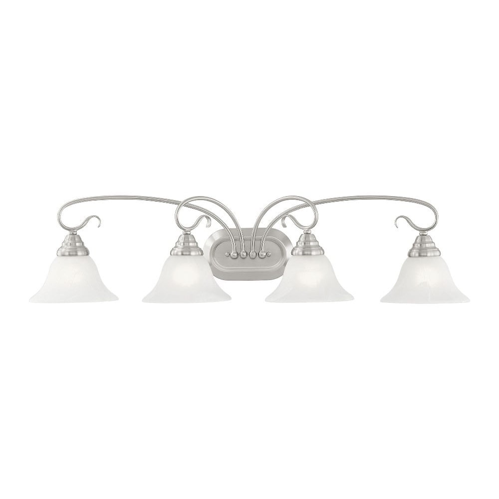 Coronado Brushed Nickel 4-Light Bath Vanity with White Alabaster Glass