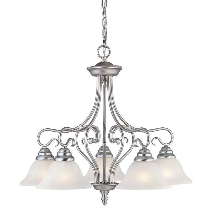 Elegant Coronado 5-Light Chandelier in Brushed Nickel with Alabaster Glass