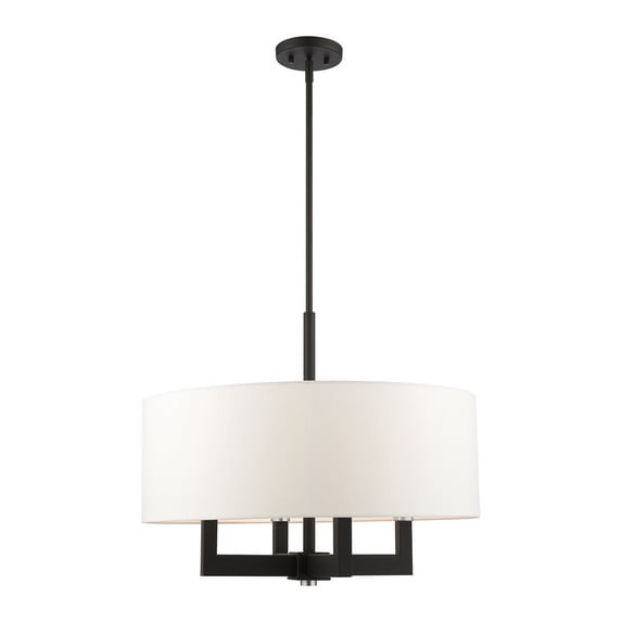 Livex Lighting Cresthaven 4-Light Transitional Metal/Fabric Chandelier in Black