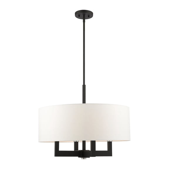 Livex Lighting Cresthaven 4-Light Transitional Metal/Fabric Chandelier in Black