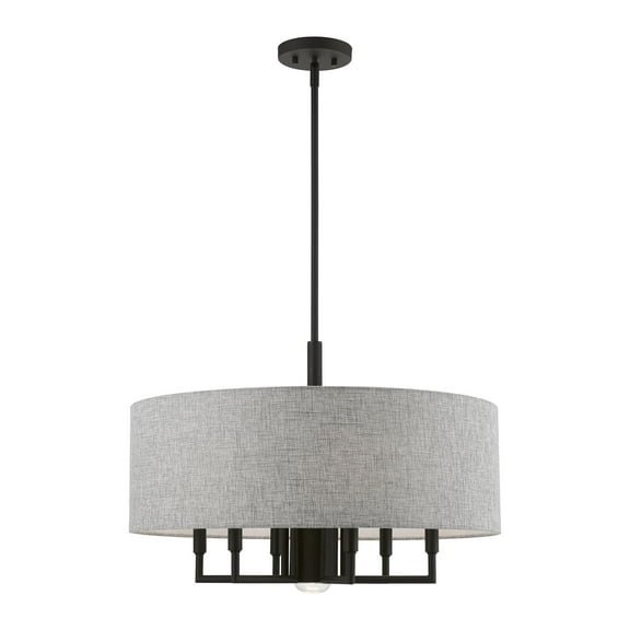 46736-04 Livex Lighting Dakota - 7 Light Pendant In Transitional Style-18.5 Inches Tall and 24 Inches Wide-Black Finish -Traditional Installation