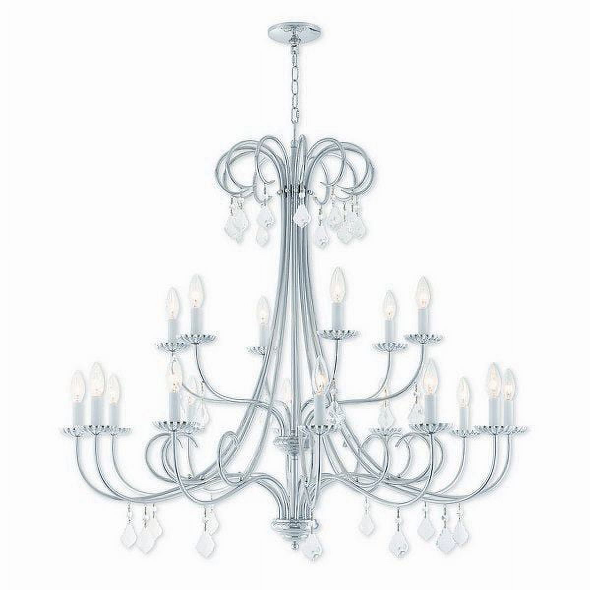 Elegant Polished Chrome & Crystal 18-Light Chandelier