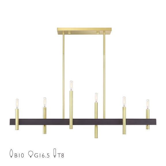 Livex Lighting - Denmark - 6 Light Chandelier in Mid Century Modern Style - 7.25