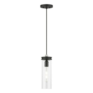 41236-04-Livex Lighting-Devoe - 1 Light Mini Pendant In Industrial Style-19 Inches Tall and 5.13 Inches Wide-Black/Brushed Nickel Finish