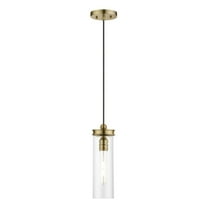 41236-01 Livex Lighting Devoe - 1 Light Mini Pendant In Industrial Style-19 Inches Tall and 5.13 Inches Wide-Antique Brass Finish    -Traditional
