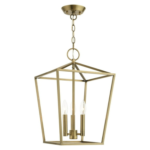 Livex Lighting Devone 3-Light Metal Convertible Lantern in Antique Brass