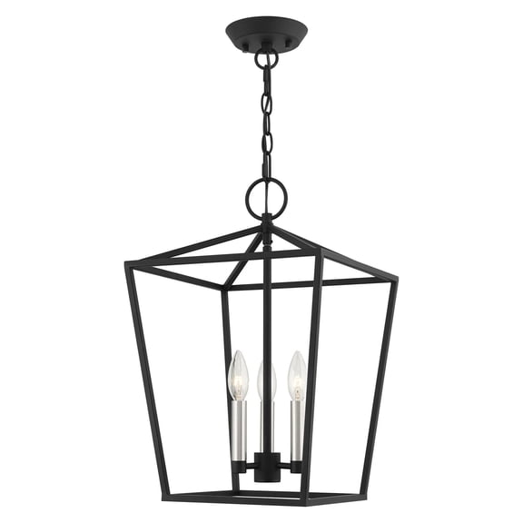 Livex Lighting Devone 3-Light Metal Convertible Lantern in Black