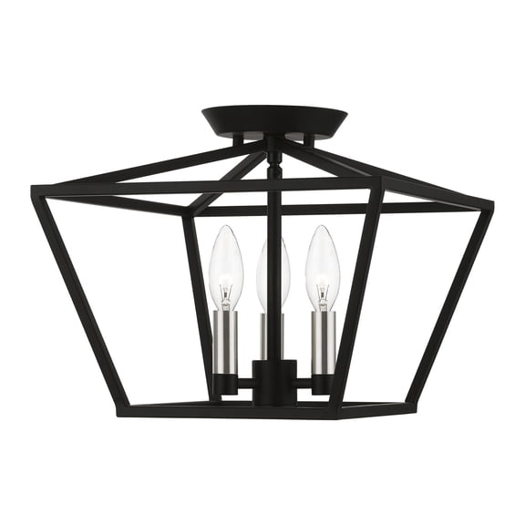 Livex Lighting - Devone - 3 Light Square Semi-Flush Mount In Transitional