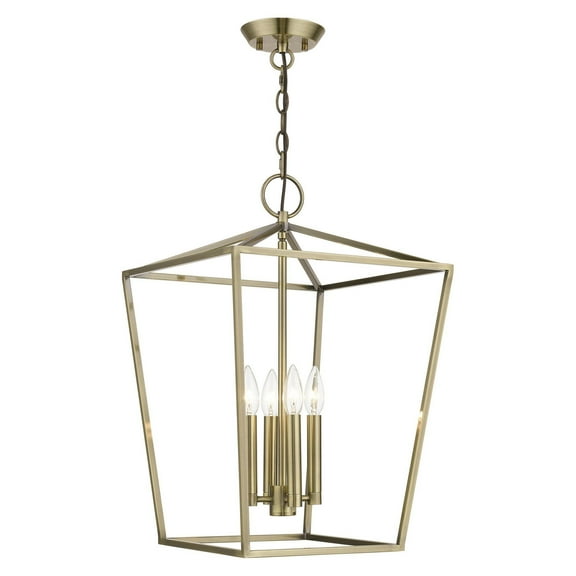 49434-01 Livex Lighting Devone - 4 Light Chandelier In Transitional Style-22.25 Inches Tall and 14.5 Inches Wide-Antique Brass Finish    -Traditional