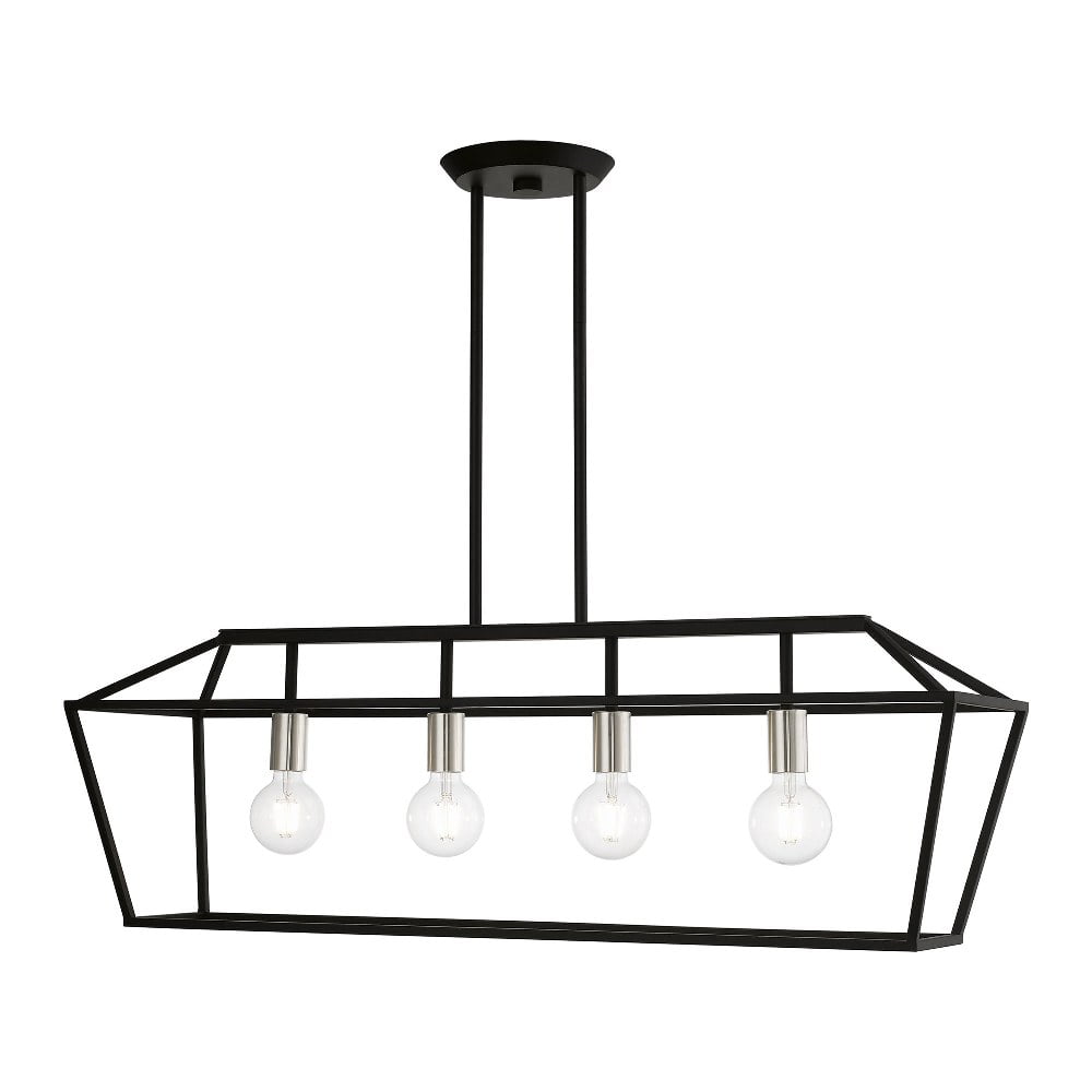 Devone 4-Light Black and Brushed Nickel Linear Chandelier