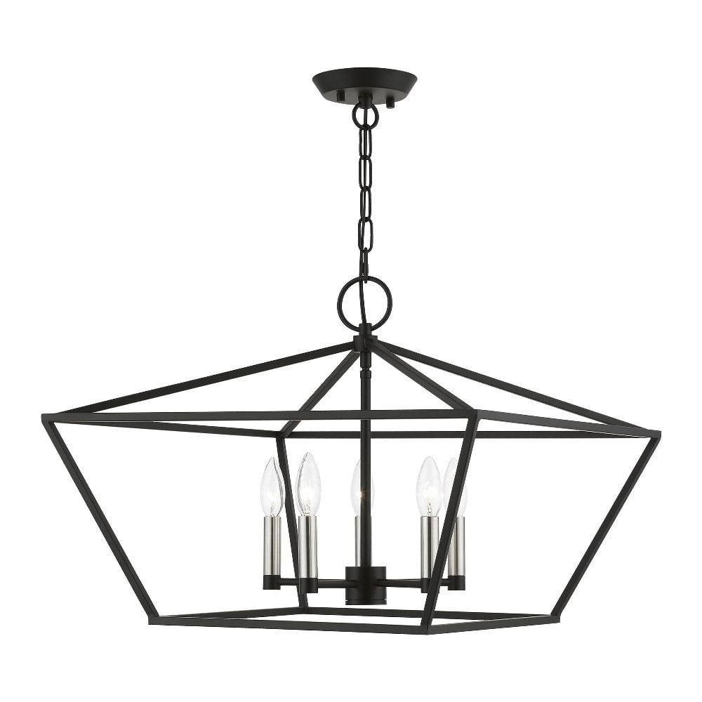 Devone Mini 5-Light Square Frame Chandelier in Black & Brushed Nickel