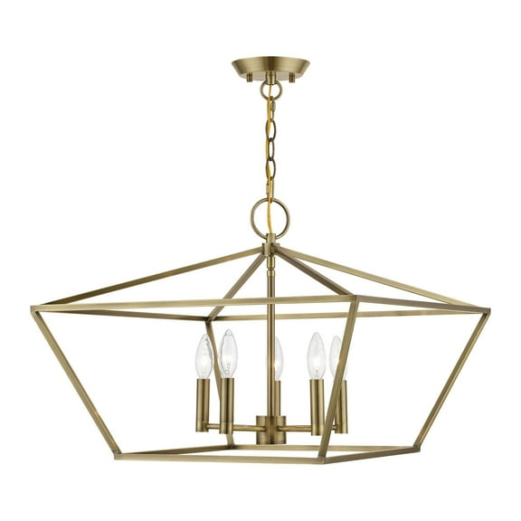 49435-01 Livex Lighting Devone - 5 Light Chandelier In Transitional Style-16.75 Inches Tall and 22 Inches Wide-Antique Brass Finish    -Traditional