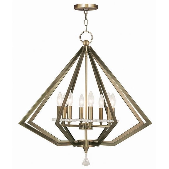 Livex Lighting Diamond Chandelier in Antique Brass