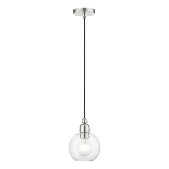 48971-91 Livex Lighting Downtown - 1 Light Sphere Mini Pendant In Industrial Style-14.5 Inches Tall and 6.5 Inches Wide-Brushed Nickel Finish
