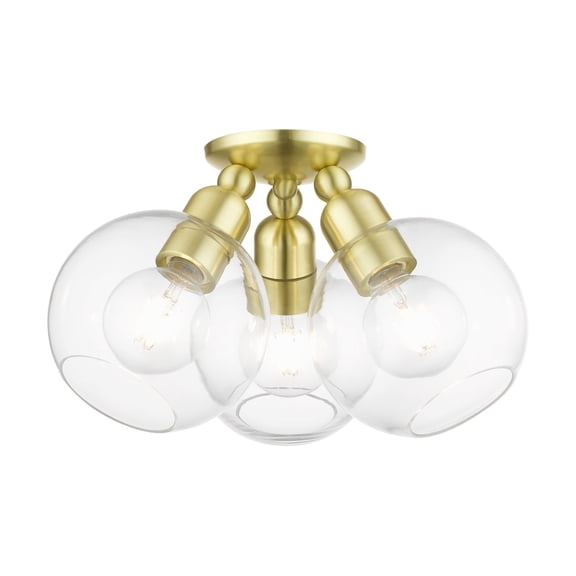 Livex Lighting - Downtown - 3 Light Sphere Semi-Flush Mount In Industrial