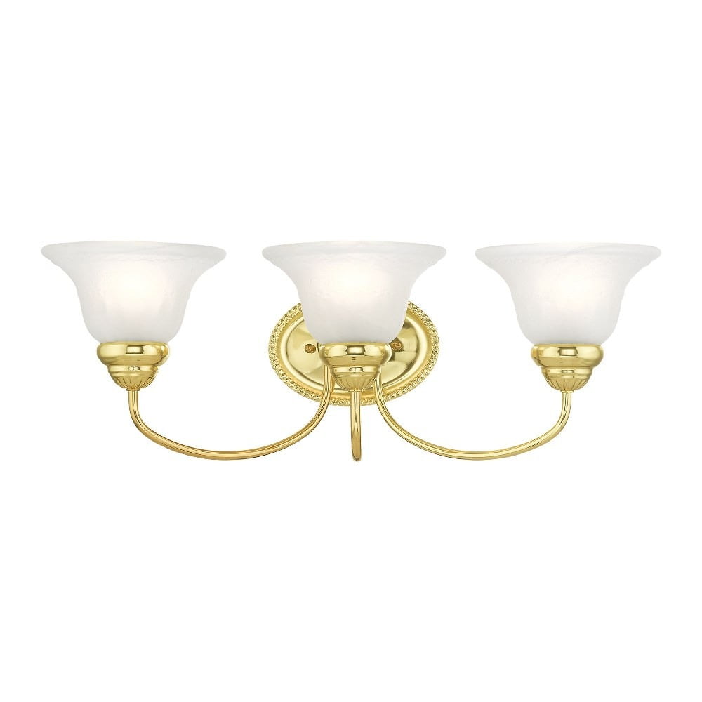 Polished Brass 3-Light Vanity with White Alabaster Glass