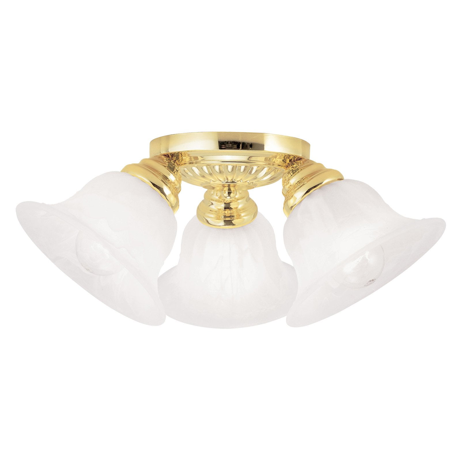 Polished Brass 3-Light Flush Mount with White Alabaster Glass
