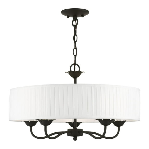 41775-04 Livex Lighting Edinburgh - 5 Light Pendant In Transitional Style-14 Inches Tall and 23 Inches Wide-Black Finish -Traditional Installation