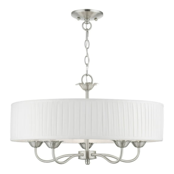 41775-91 Livex Lighting Edinburgh - 5 Light Pendant In Transitional Style-14 Inches Tall and 23 Inches Wide-Brushed Nickel Finish -Traditional