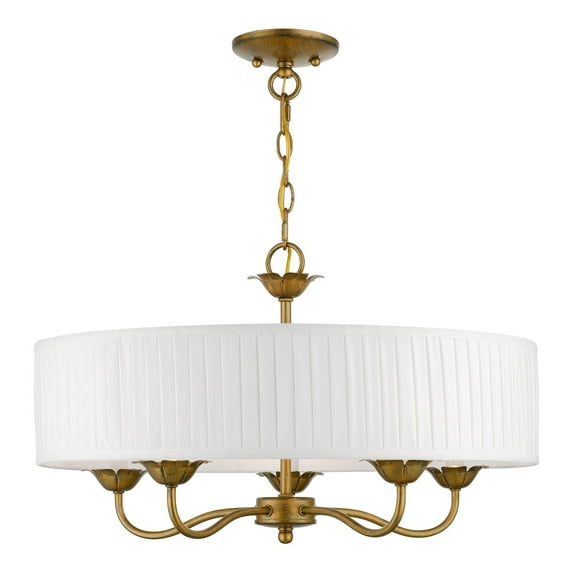 41775-48 Livex Lighting Edinburgh - 5 Light Pendant In Transitional Style-14 Inches Tall and 23 Inches Wide-Antique Gold Leaf Finish -Traditional