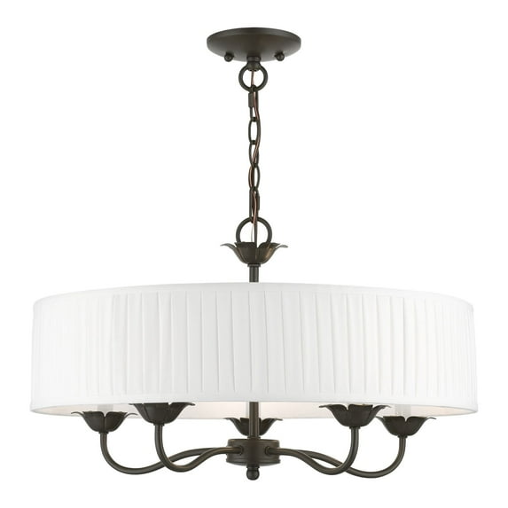 41775-92 Livex Lighting Edinburgh - 5 Light Pendant In Transitional Style-14 Inches Tall and 23 Inches Wide-English Bronze Finish -Traditional