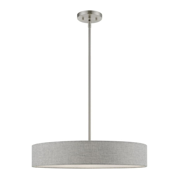 46144-91 Livex Lighting Elmhurst - 4 Light Medium Drum Pendant In Timeless Style-12.75 Inches Tall and 22 Inches Wide-Brushed Nickel/Shiny White