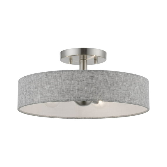 46147-91 Livex Lighting Elmhurst - 4 Light Semi-Flush Mount In Timeless Style-6 Inches Tall and 14 Inches Wide-Brushed Nickel/Shiny White Finish