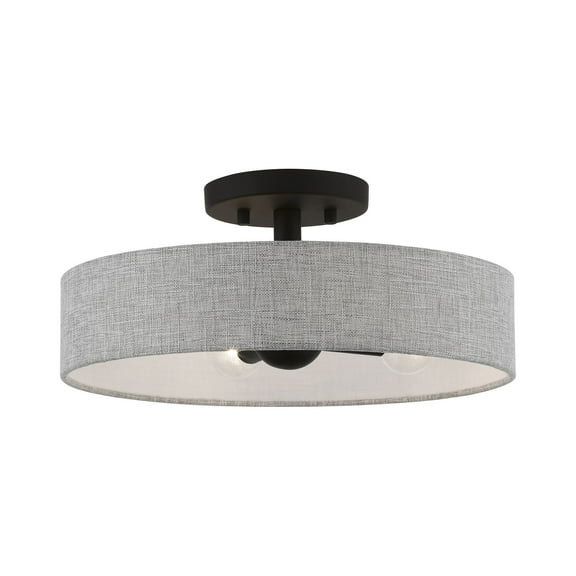 46147-04 Livex Lighting Elmhurst - 4 Light Semi-Flush Mount In Timeless Style-6 Inches Tall and 14 Inches Wide-Black Finish