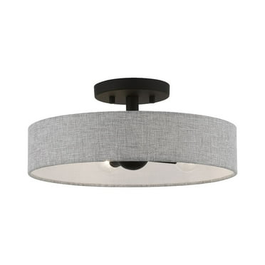46147-04-Livex Lighting-Elmhurst - 4 Light Semi-Flush Mount In Timeless Style-6 Inches Tall and 14 Inches Wide-Black Finish