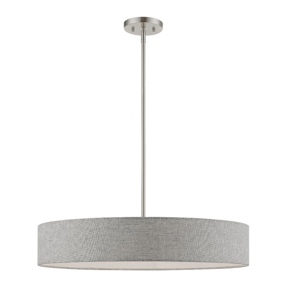 Elmhurst 26" Brushed Nickel & Shiny White 5-Light Drum Pendant