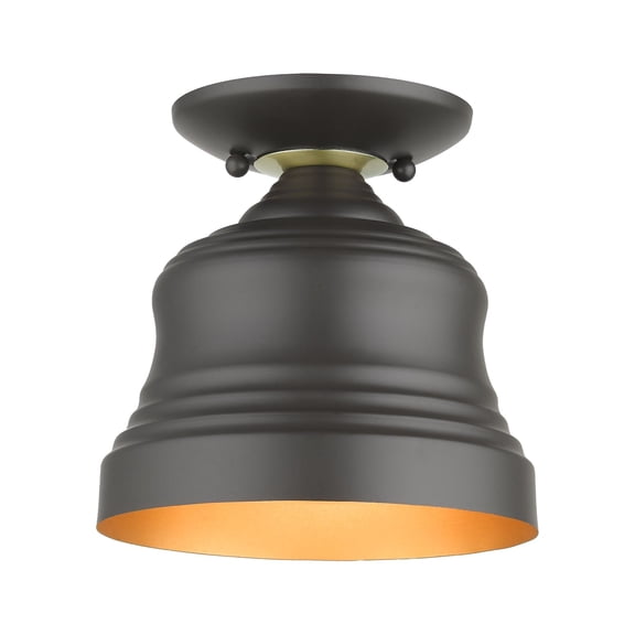 Livex Lighting - Endicott - 1 Light Petite Bell Semi-Flush Mount In Industrial